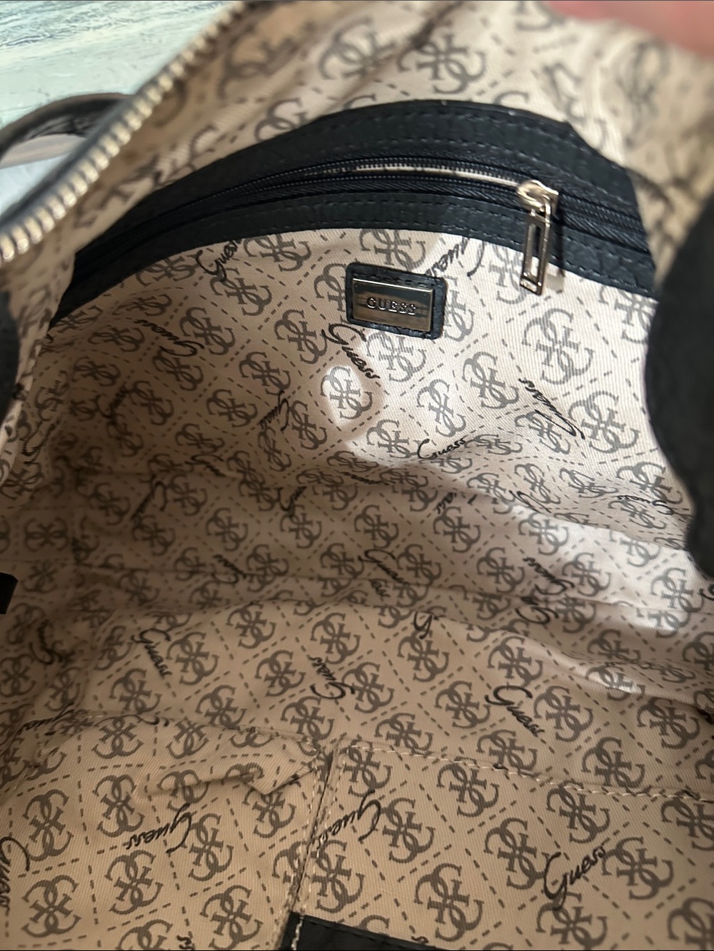 Guess Black & Gray Zebra-Print Shoulder Bag Y2K - Picture 6 of 8